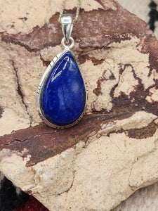 LAPIS PENDANT WITH CHAIN- TEARDROP