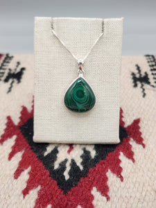 MALACHITE PENDANT WITH CHAIN- TEARDROP