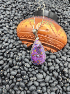 PURPLE COPPER TURQUOISE NECKLACE & EARRINGS SET- TEARDROP