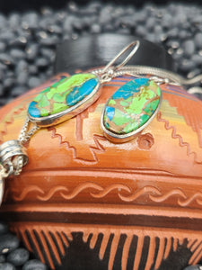 GREEN COPPER TURQUOISE NECKLACE & EARRINGS SET -OVAL