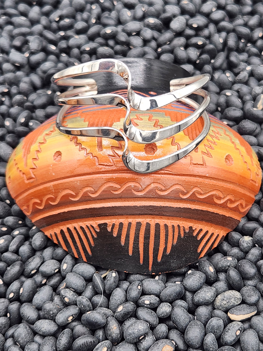 STERLING SILVER 3 WAVE CUFF STYLE BRACELET  - ELAINE TAHE