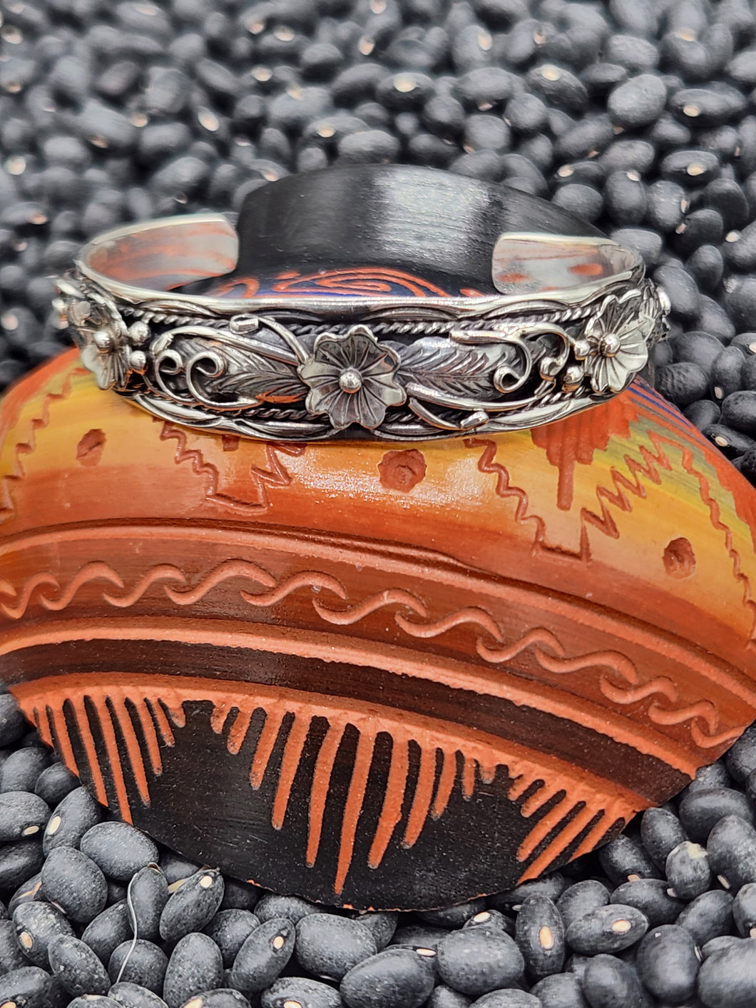 STERLING SILVER CACTUS FLOWER CUFF STYLE BRACELET- BESSIE JOE