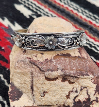 Load image into Gallery viewer, STERLING SILVER CACTUS FLOWER CUFF STYLE BRACELET- BESSIE JOE
