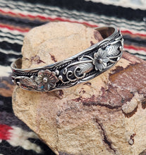 Load image into Gallery viewer, STERLING SILVER CACTUS FLOWER CUFF STYLE BRACELET- BESSIE JOE

