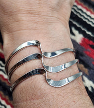 Load image into Gallery viewer, STERLING SILVER 3 WAVE CUFF STYLE BRACELET  - ELAINE TAHE
