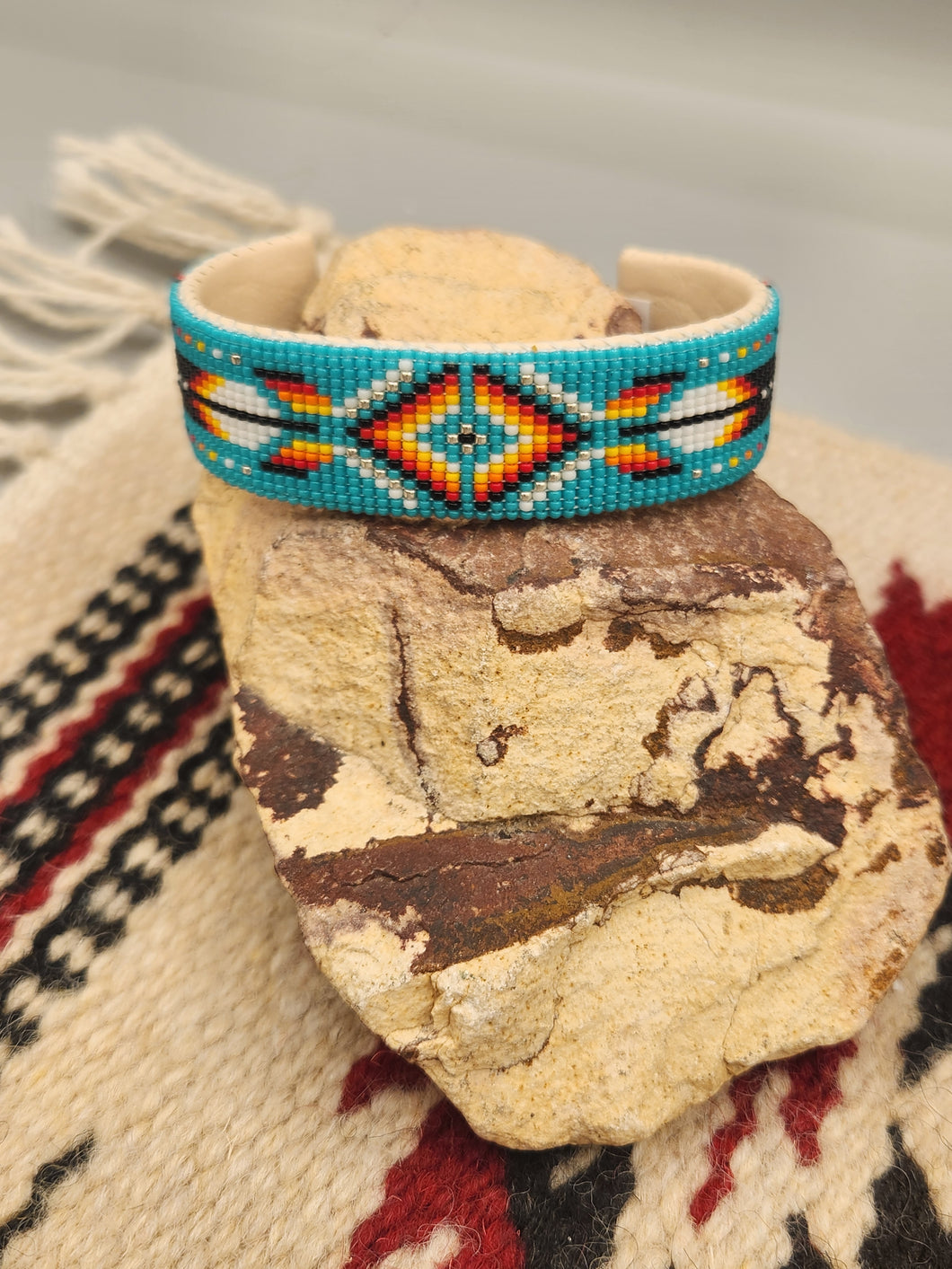 NAVAJO BEADED BRACELET  - TURQUOISE- JOYCE DEVORE