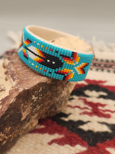 NAVAJO BEADED BRACELET  - TURQUOISE- JOYCE DEVORE