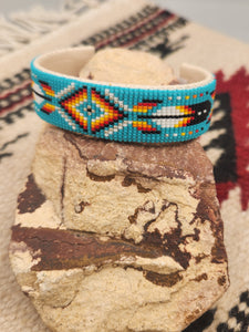 NAVAJO BEADED BRACELET  - TURQUOISE- JOYCE DEVORE