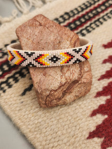 NAVAJO BEADED CUFF BRACELET - PALE PINK- SHARON HUNT