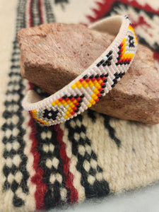 NAVAJO BEADED CUFF BRACELET - PALE PINK- SHARON HUNT