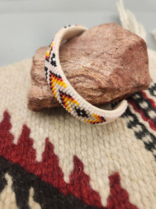 NAVAJO BEADED CUFF BRACELET - PALE PINK- SHARON HUNT