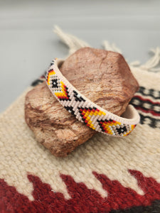 NAVAJO BEADED CUFF BRACELET - PALE PINK- SHARON HUNT