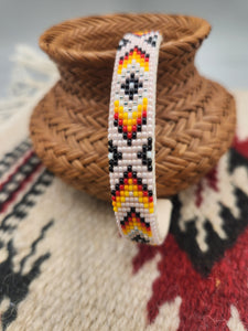 NAVAJO BEADED CUFF BRACELET - PALE PINK- SHARON HUNT