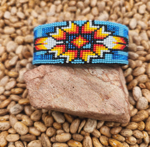 BEADED CUFF BRACELET - LIGHT BLUE/BLUE - DWIGHT NATHANIEL