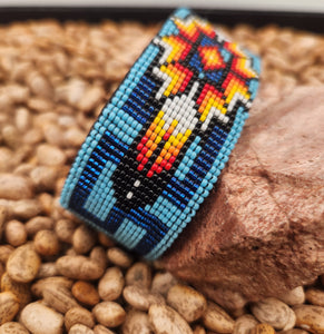 BEADED CUFF BRACELET - LIGHT BLUE/BLUE - DWIGHT NATHANIEL