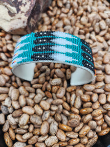 NAVAJO BEADED CUFF BRACELET  - TEAL - JOYCE DEVORE