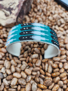 NAVAJO BEADED CUFF BRACELET  - TEAL - JOYCE DEVORE