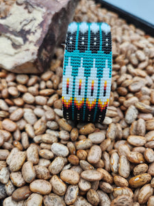 NAVAJO BEADED CUFF BRACELET  - TEAL - JOYCE DEVORE