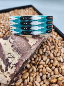 NAVAJO BEADED CUFF BRACELET  - TEAL - JOYCE DEVORE