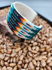 NAVAJO BEADED CUFF BRACELET  - TEAL - JOYCE DEVORE