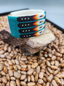 NAVAJO BEADED CUFF BRACELET  - TEAL - JOYCE DEVORE