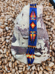 NAVAJO BEADED BRACELET - DARK BLUE - MARCIA BARBER