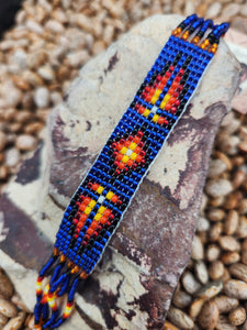 NAVAJO BEADED BRACELET - DARK BLUE - MARCIA BARBER