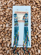 Load image into Gallery viewer, EXTRA LONG BEADED EARRINGS - TEAL - LORRAINE BURBANK
