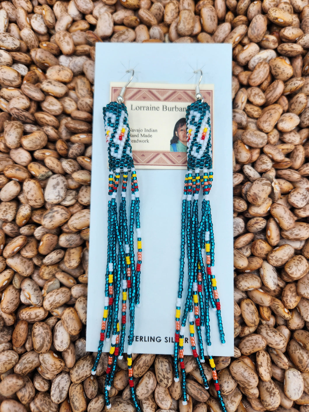 EXTRA LONG BEADED EARRINGS - TEAL - LORRAINE BURBANK