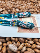 Load image into Gallery viewer, EXTRA LONG BEADED EARRINGS - TEAL - LORRAINE BURBANK

