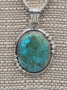 TURQUOISE PENDANT ON LIQUID SILVER  - DANIEL  BENALLY