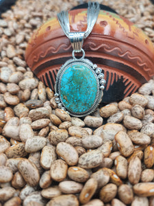 TURQUOISE PENDANT ON LIQUID SILVER  - DANIEL  BENALLY