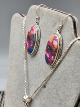 Load image into Gallery viewer, PINK SPINY OYSTER SHELL &amp; TURQUOISE PENDANT &amp; EARRINGS SET
