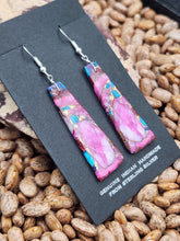 Load image into Gallery viewer, TURQUOISE &amp; PINK SPINY OYSTER SHELL PADDLE STYLE EARRINGS
