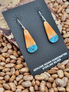 SPINY OYSTER & TURQUOISE PADDLE STYLE EARRINGS