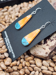 SPINY OYSTER & TURQUOISE PADDLE STYLE EARRINGS