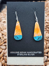 Load image into Gallery viewer, SPINY OYSTER &amp; TURQUOISE PADDLE STYLE EARRINGS
