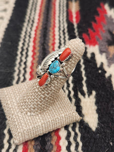 TURQUOISE & CORAL RING - SIZE 5.5 -  KENNETH JONES