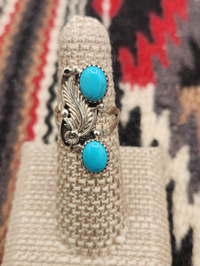 TURQUOISE  2 STONE RING - SIZE 5.5 - WILLIAM BEGAY