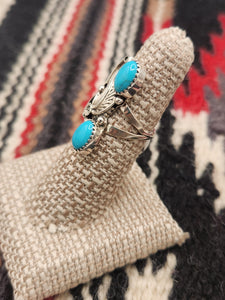 TURQUOISE  2 STONE RING - SIZE 5.5 - WILLIAM BEGAY