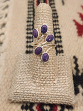 Load image into Gallery viewer, PURPLE COPPER TURQUOISE RING  - 5 STONE - SIZE 7.5
