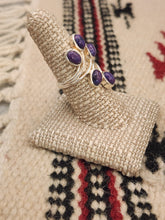 Load image into Gallery viewer, PURPLE COPPER TURQUOISE RING  - 5 STONE - SIZE 7.5

