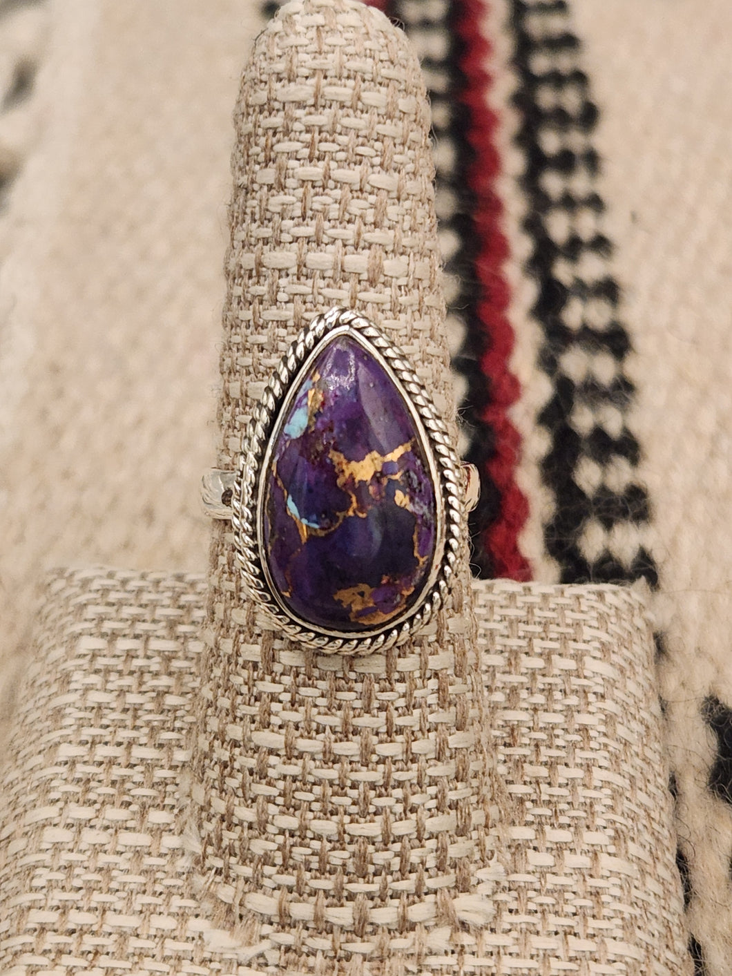 PURPLE COPPER TURQUOISE RING - SIZE 8