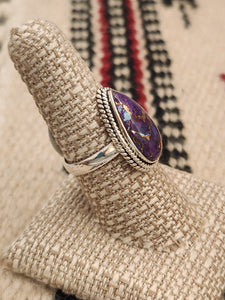 PURPLE COPPER TURQUOISE RING - SIZE 8