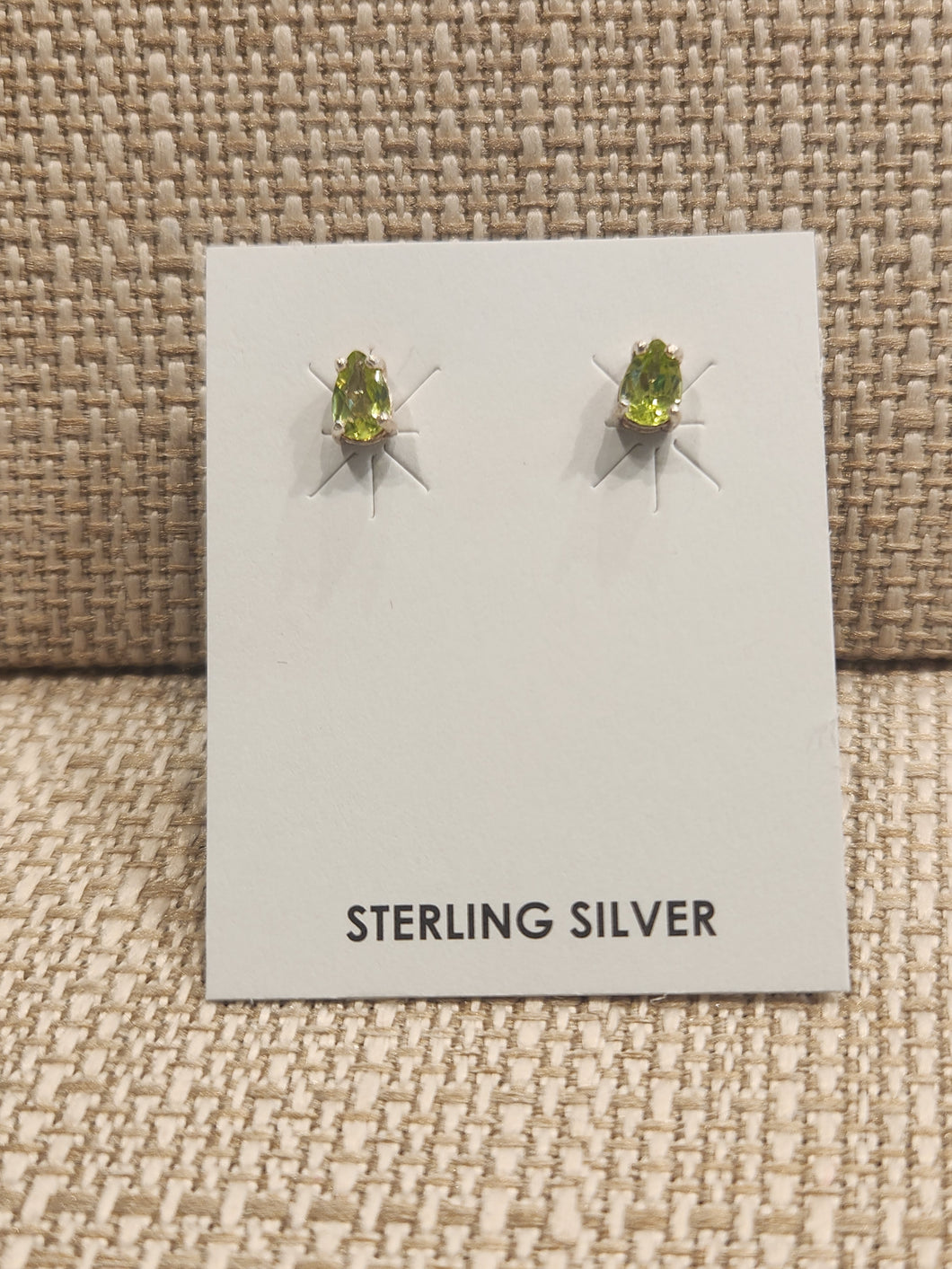 GENUINE PERIDOT MINI POST EARRINGS - 4 mm x 6 mm TEARDROP