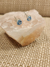 Load image into Gallery viewer, BLUE TOPAZ MINI POST EARRINGS  - 5 mm ROUND
