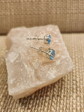 Load image into Gallery viewer, BLUE TOPAZ MINI POST EARRINGS  - 5 mm ROUND
