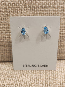BLUE TOPAZ MINI POST EARRINGS - 4 x 6 TEARDROP