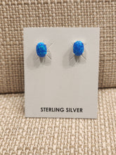 Load image into Gallery viewer, BLUE OPAL MINI POST EARRINGS- 6MM X 8MM OVAL
