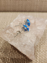 Load image into Gallery viewer, BLUE OPAL MINI POST EARRINGS- 6MM X 8MM OVAL
